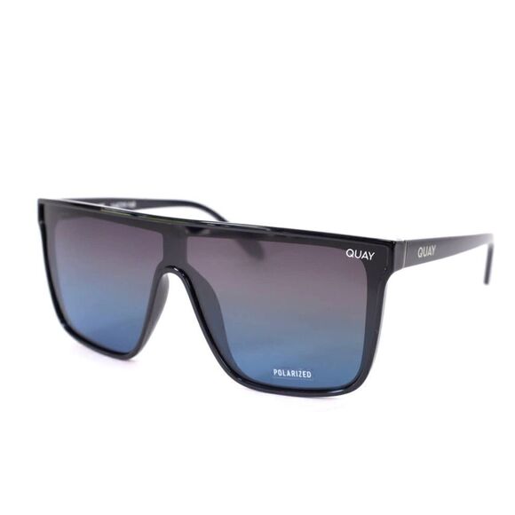 Quay Australia NIGHTFALL Extra Large Sunglasses-Black/Black Blue Polariz… - Picture 3 of 15